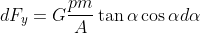 dF_y=G \frac{pm}{A} \tan \alpha \cos\alpha d\alpha